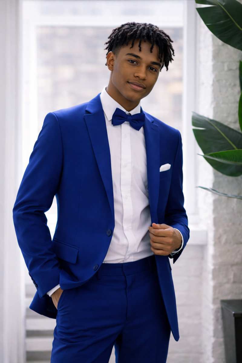 Prom black guy in blue tux