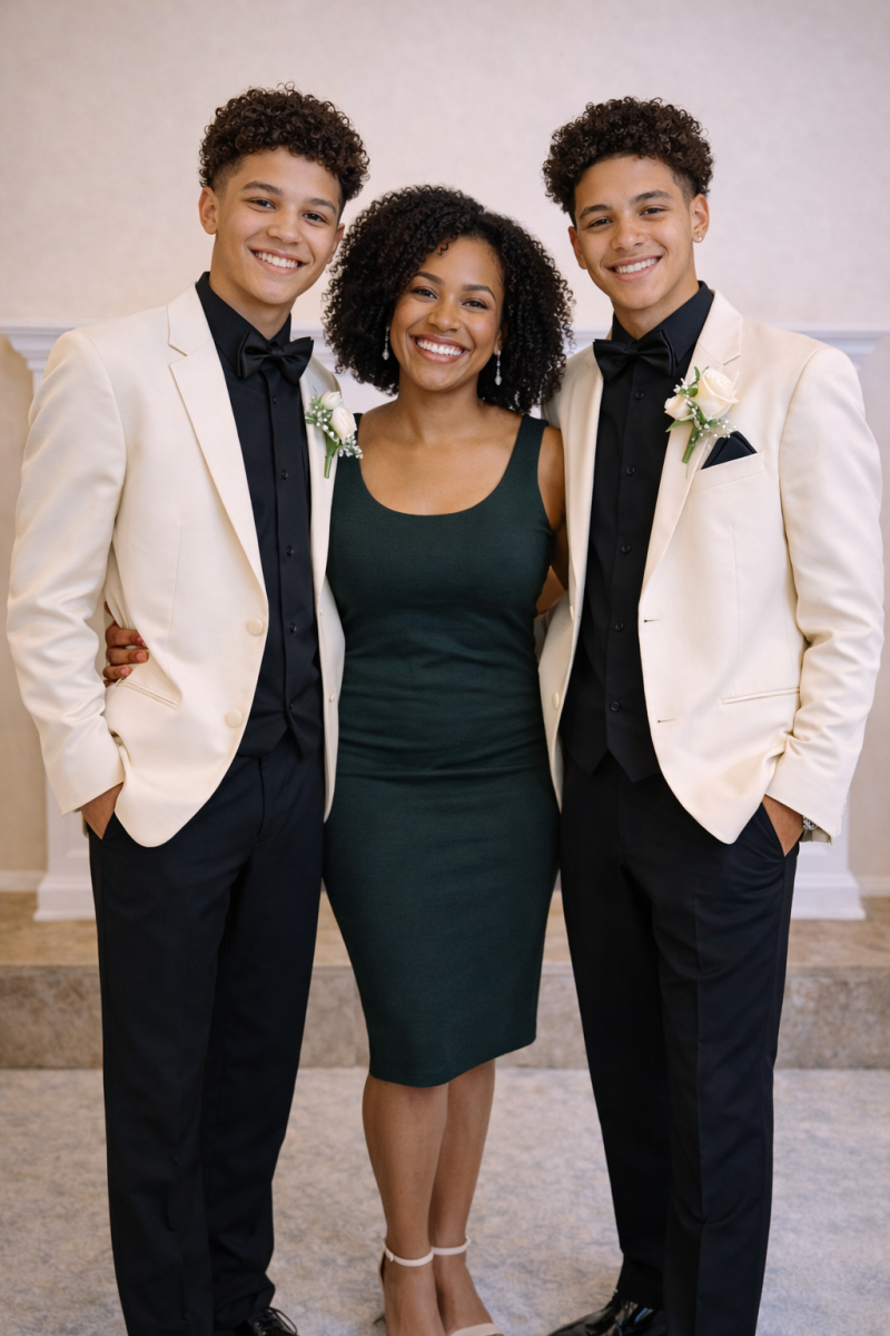 Prom twins brother with mom